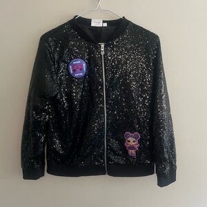 LOL Surprise Remix Girls Jacket Black Sequins XL 14-16 years Music Lover Zipper